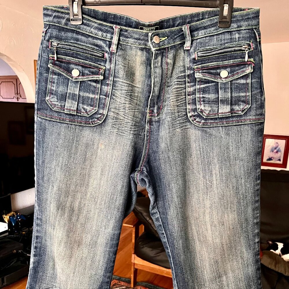 CREST JEANS Zippers w/ Small Pockets Stretch Cropped Capri JEANS Sz. 17/18